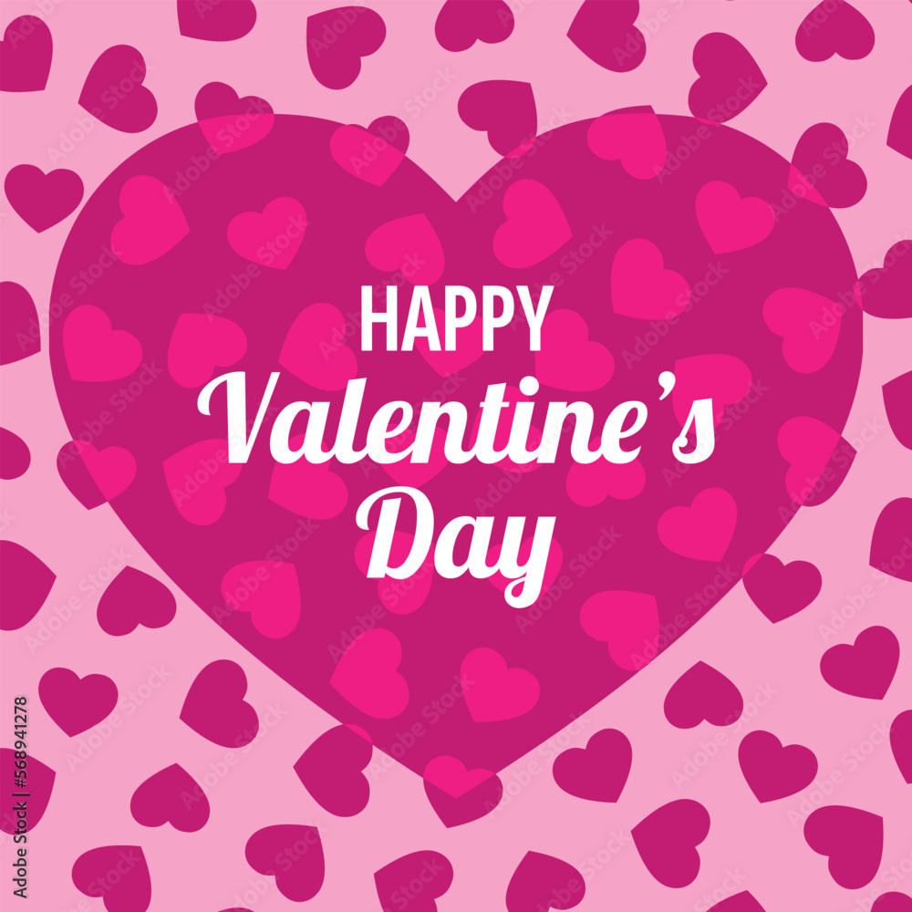 Happy Valentine's Day. Design of card with hearts. Vector