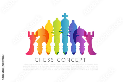Chess colorful leadership or strategy conceptual illustration.
