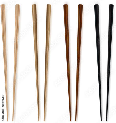 Chopsticks. Realism style. Traditional wodden japanesse  food utensil