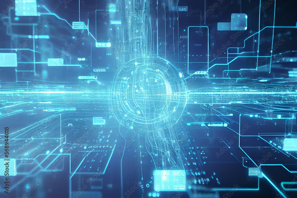 Fototapeta premium Digitaler Hintergrund des Internet-Netzwerks. Konzept der gemeinsamen Nutzung des Internets - Generative Ai