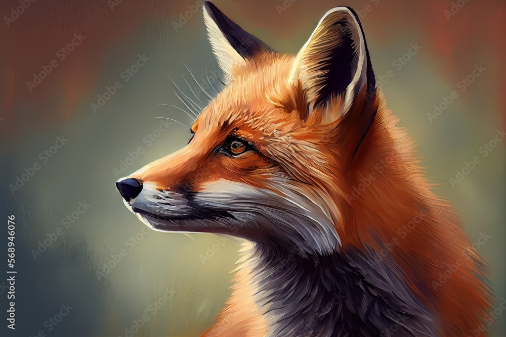 Fototapeta premium Painting of a fox. Generative AI