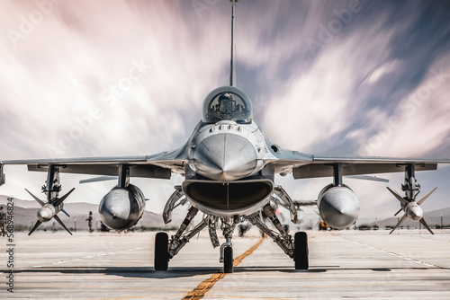 Konya, Turkey - 07 01 2021: Anatolian Eagle Air Force Exercise 2021  F16 Fighter jet in a taxiing position in Turkey