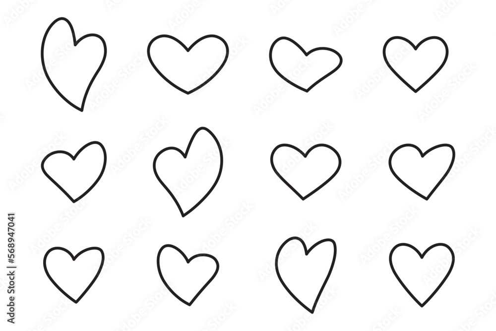 Heart outline icon set Heart outline icon set