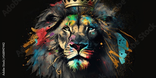 Lion with crown portrait