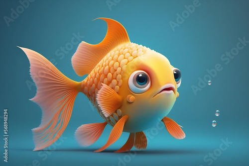 cute Fried Fish cartoon Character