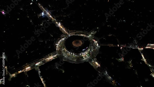 Aerial Drone Night footage of  Kamla Nagar a shopping market in  Delhi India  photo