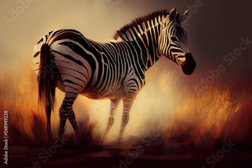 Painting of a zebra. Generative AI
