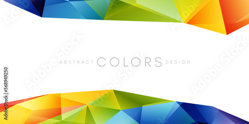 Rainbow triangle polygonal shape decoration. Colorful abstraction design elements. Vector horizontal borders with copy space.