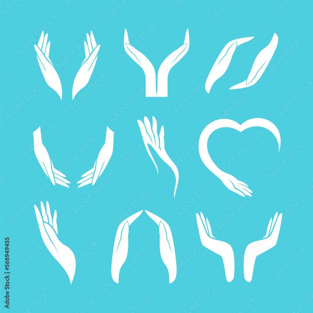 Hand icons collection. Vector human palm symbols. Hand icons collection. Vector human palm symbols.