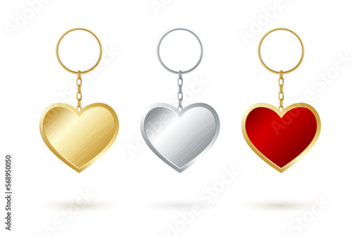 Heart shape keychain collection. Golden,silver and red keyholder
