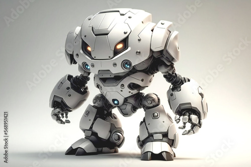 A confident Cute robot with a charming smile and sharp suit poses for the camera © Nilima