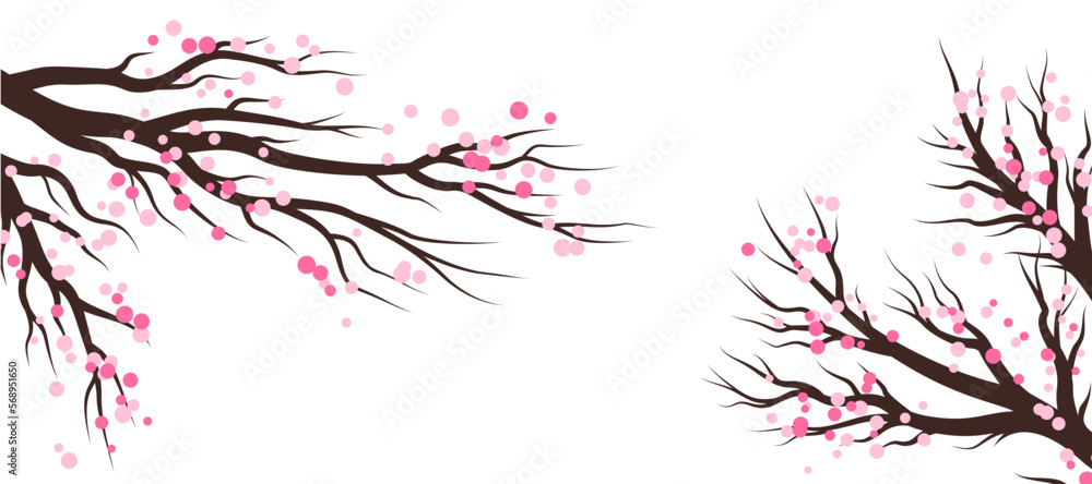 Spring blossom trees. Vector decoration elements. Spring blossom trees. Vector decoration elements.