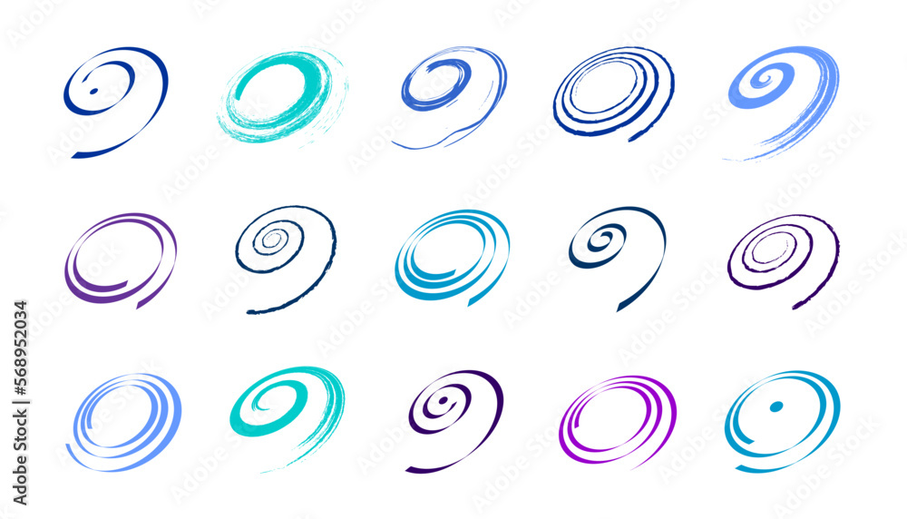 Set of Spiral Design Elements. Abstract Swirl Icons.