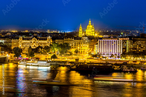 Panorama of Budapest from above at night  Hungary