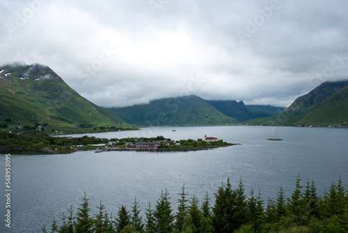 Beautiful Nature Norway natural landscape. Scenic outdoors view. Ocean with waves and mountains. Explore Norway, summer adventure