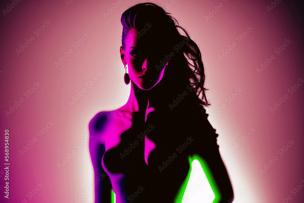 beautiful neo retro fashion woman model isolated in neon lights background in style of 90s 2000s new quality universal colorful joyful stock image illustration design wallpaper, generative ai beautiful neo retro fashion woman model isolated in neon lights background in style of 90s 2000s new quality universal colorful joyful stock image illustration design wallpaper, generative ai