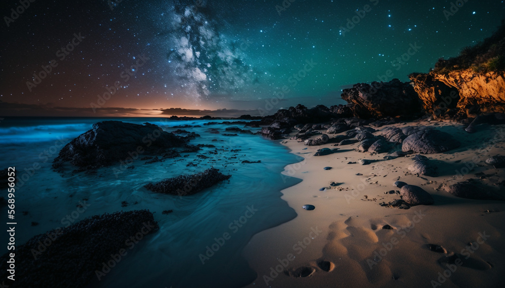 Stary Night Over The Ocean made with Generative AI Stary Night Over The Ocean made with Generative AI