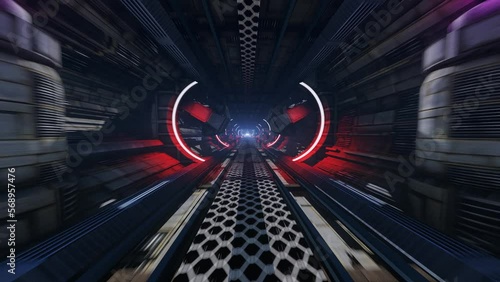 Movement along the corridor of the spacecraft