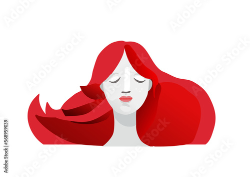  red-haired girl - vector illustration