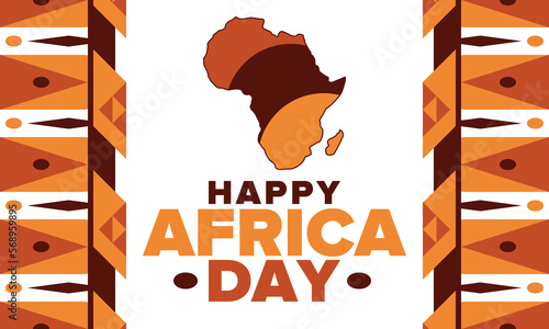 Africa Day. Happy African Freedom Day and Liberation Day. Celebrate annual on the African continent and around the world. African pattern. Poster, card, banner and background. Vector illustration
