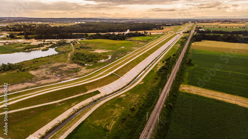 Dam on the Odra River in Racibórz, Poland.