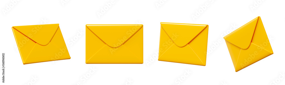 Mail 3d render - closed yellow paper envelope. Set of letter for notice or message. Mail 3d render - closed yellow paper envelope. Set of letter for notice or message.