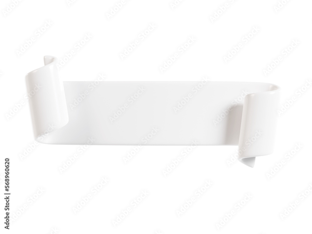 Ribbon text banner 3d render - white glossy rolled double tape for sale or promotion message. Ribbon text banner 3d render - white glossy rolled double tape for sale or promotion message.