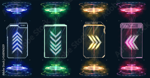 Futuristic Vector HUD Interface Screen Design. Digital callouts titles. HUD UI GUI futuristic user interface screen elements set. High tech screen for video game. Sci-fi concept design.	