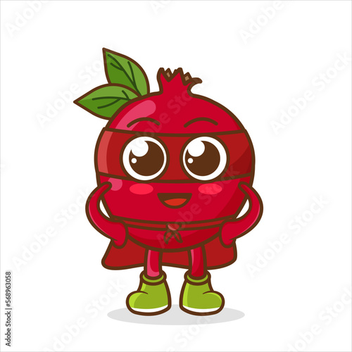 Cartoon illustration of pomegranate superhero fruit, pomegranate heroes vector. cartoon character