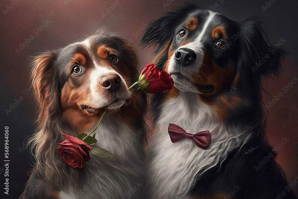 Dogs in love on Valentine's day