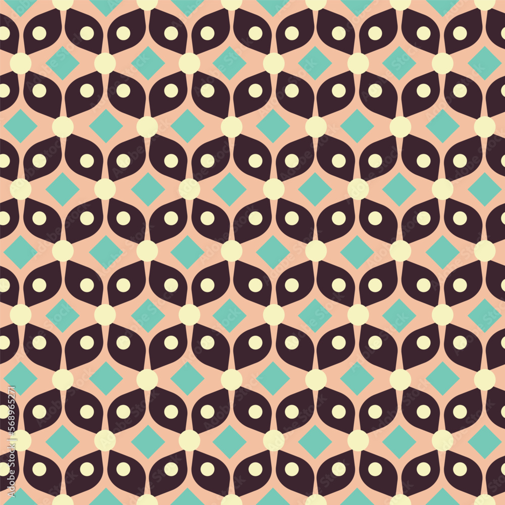 Fototapeta premium Mid Century retro vintage Pattern 70s