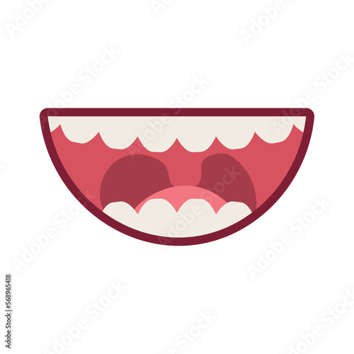 Smiling mouth with teeth on white background