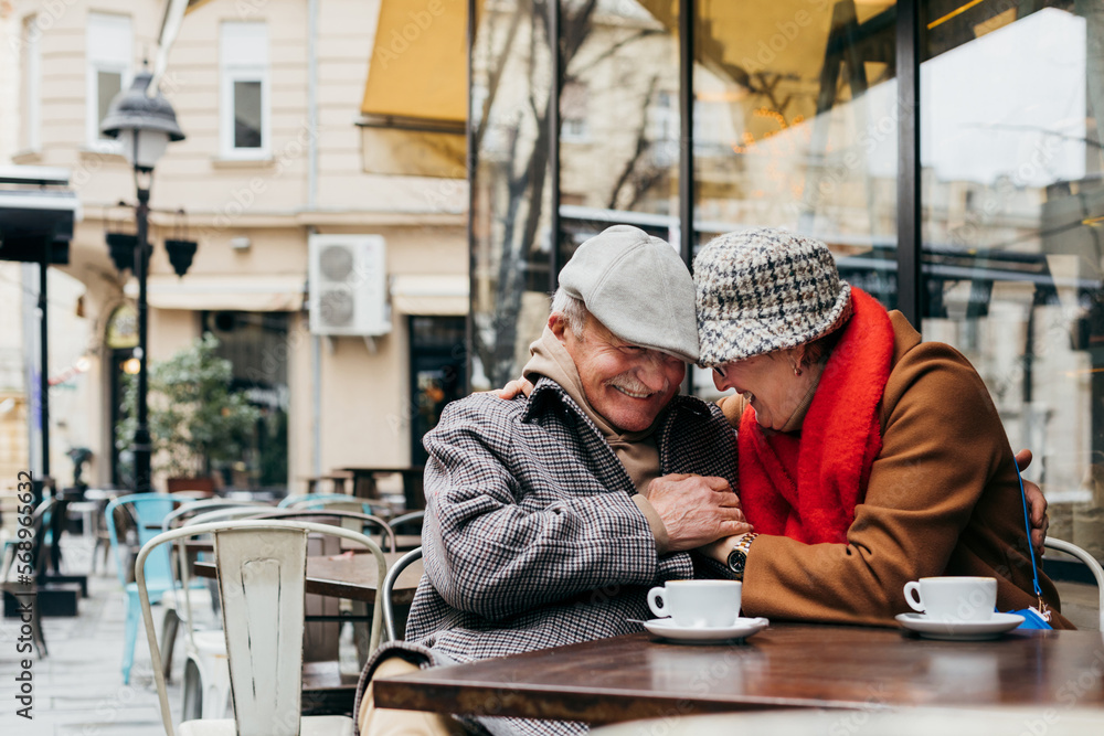 Senior Love Couple Drinking Coffee Senior Love Couple Drinking Coffee
