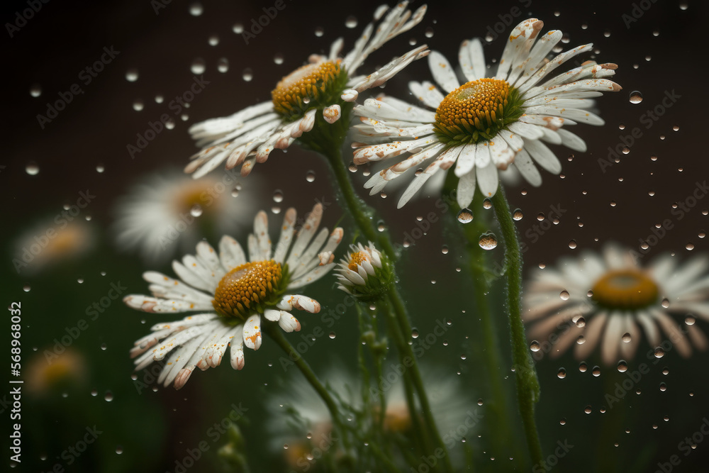 camomile flowers in the rain Generative AI, Generativ, KI