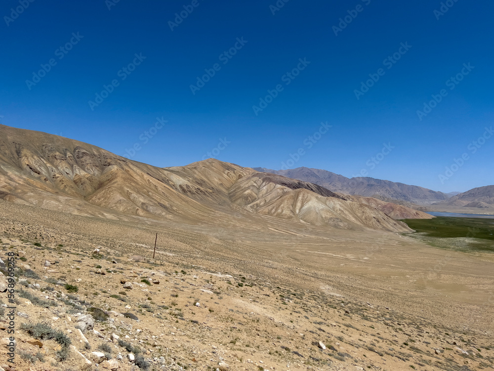 Pamir deserts and a green oasis. Pamir deserts and a green oasis.