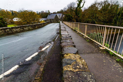 Bridge over River Afon Dwyfor in village of Llanystumdwy, Criccieth.