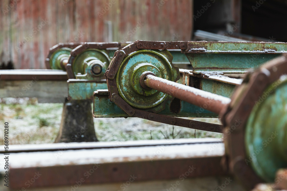 Rusty mechanical wheel outside in a land
Rusty mechanical wheel outside in a land