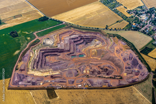 Aerial views of an open pit mine