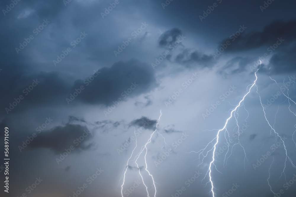 Night sky with bright powerful flashes of lightning. Night sky with bright powerful flashes of lightning.