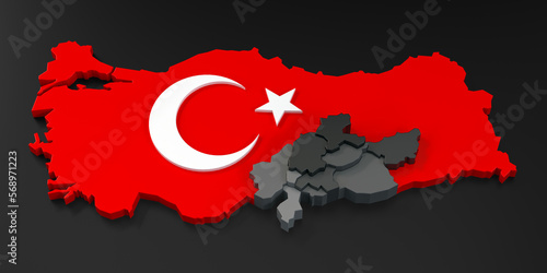 Turkey Earthquake Map. 3d Illustration photo