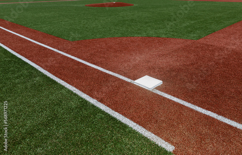 First base  at Baseball field with nobody photo