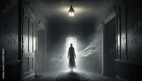 fictional silhouette of a ghost in a hallway photo
