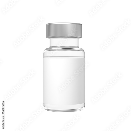 Vaccine vial. Blank label. Isolated on white background.