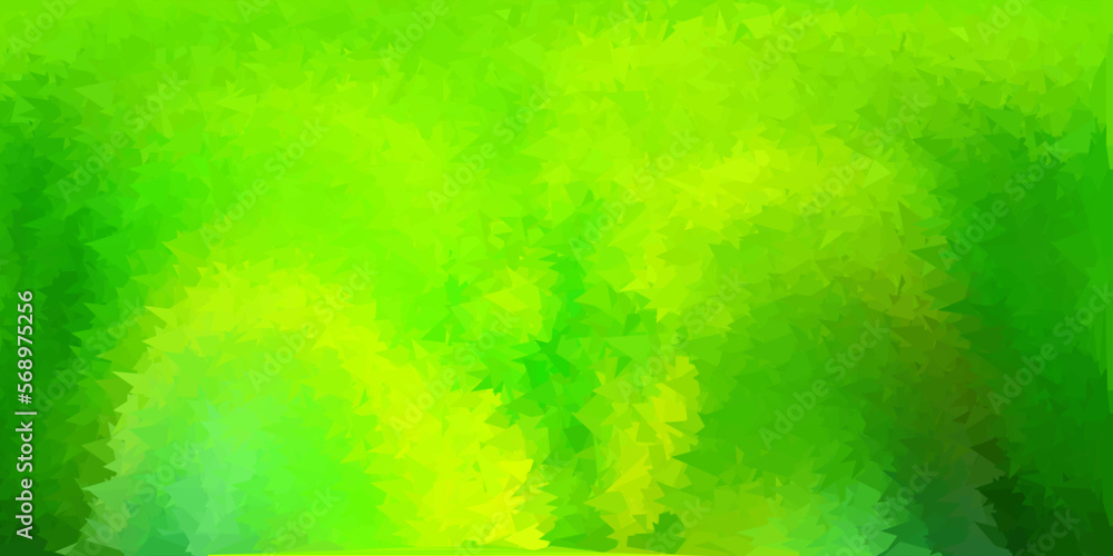 Light green, yellow vector abstract triangle background.