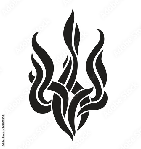 Ukrainian symbol trident like flames vector drawing tattoo