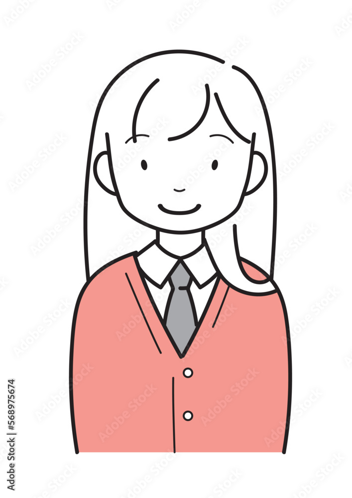 制服を着た笑顔の女子生徒　上半身