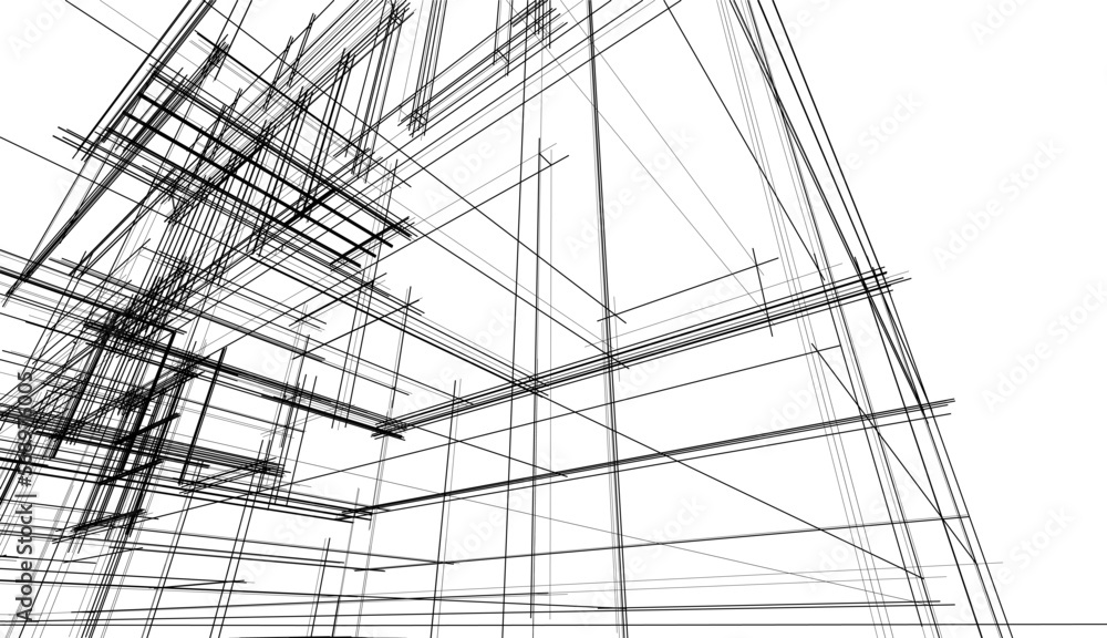 Architectural sketch of a building 3d illustration Architectural sketch of a building 3d illustration