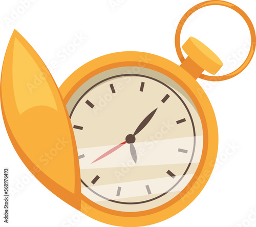 Gold pocket watch flat icon