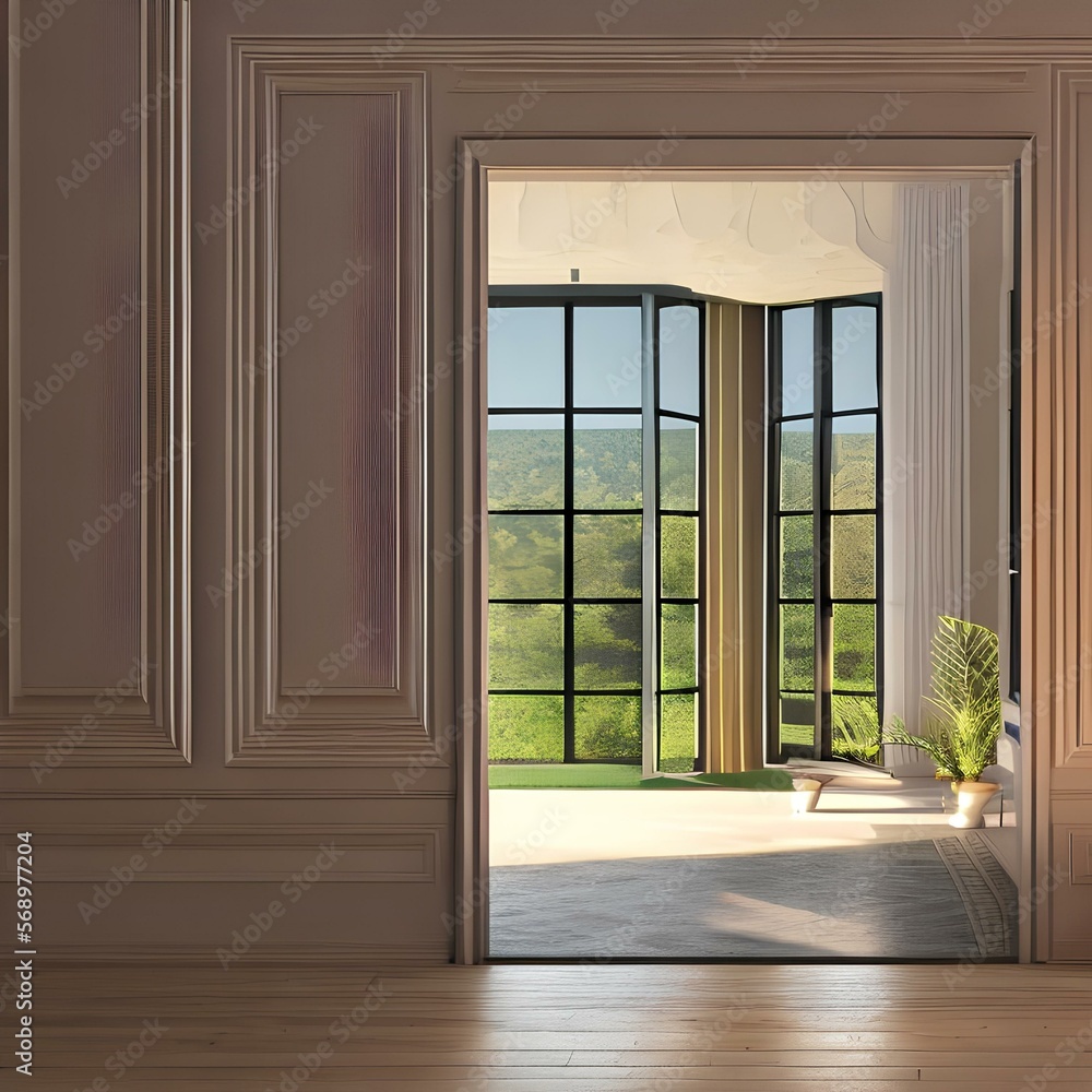 Fototapeta premium Minimalist entryway with a minimalist console table3, Generative AI