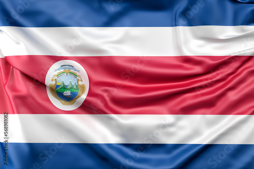 Free Download Ruffled Flag of Costa Rica with ensign. 3D rendering. Isolated - GFXLoad